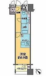 カスタリア銀座III 10階ワンルームの間取り