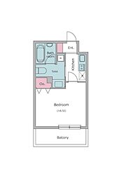 レジディア新川 3階1Kの間取り