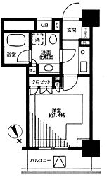 ファミール芝公園グランスイートラ・ヴィル 1Kの間取図画像