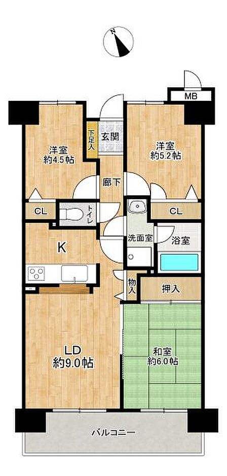 全居室収納完備!使い勝手のいい3LDKです!南向きで日当たり良好!