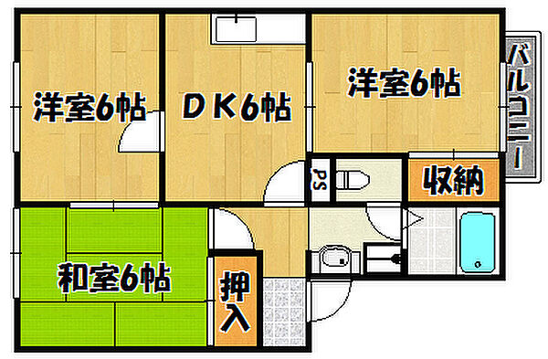兵庫県神戸市西区王塚台5丁目(賃貸アパート3DK・2階・52.99㎡)の写真 その2