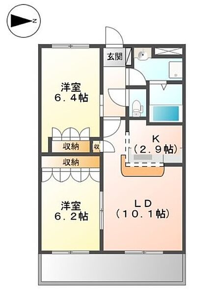 兵庫県姫路市網干区坂出(賃貸マンション2LDK・1階・57.33㎡)の写真 その2