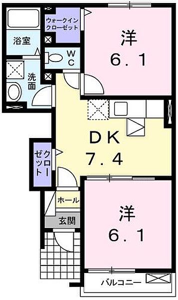 兵庫県相生市那波野3丁目(賃貸アパート2DK・1階・44.70㎡)の写真 その2