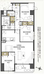 セザール麻生東 3LDKの間取図画像