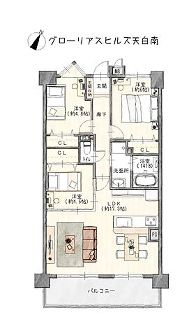 間取り グローリアスヒルズ天白南 2階/205