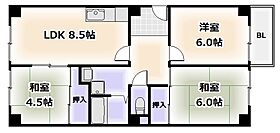 大阪府大阪市阿倍野区美章園2丁目（賃貸マンション3LDK・4階・57.30㎡） その2