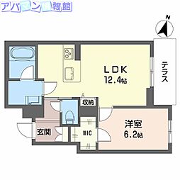 シャーメゾン笹和 1LDKの間取図画像