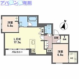 シャーメゾン笹和 1LDKの間取図画像