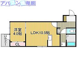 ノアノア天神尾西 1LDKの間取図画像