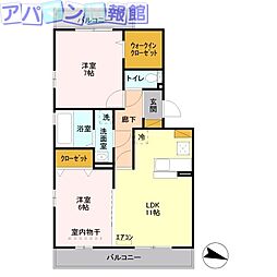 フェイバリッチ新和A 2LDKの間取図画像