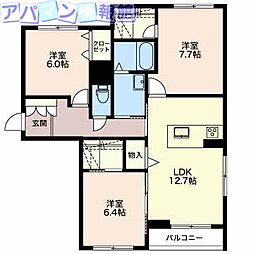 シャーメゾン女池上山 3LDKの間取図画像