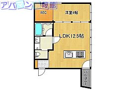 リッカ南笹口ビル 1LDKの間取図画像