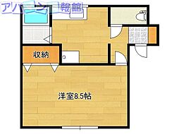 ハイカムール和合町 1Kの間取図画像
