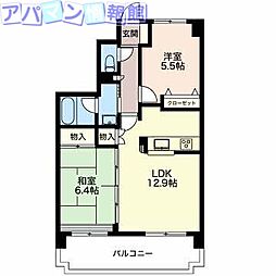 パン・シャトー 2LDKの間取図画像