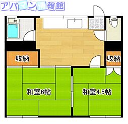 コーポ石水B 2DKの間取図画像