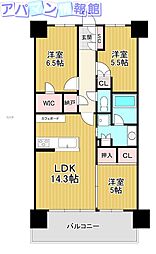 プラウド新潟米山 3LDKの間取図画像