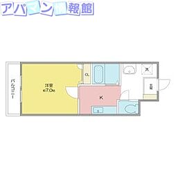 クレアール桜木 1Kの間取図画像