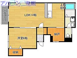 グランブルー米山A 1LDKの間取図画像