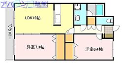 サンモール網川原 2LDKの間取図画像