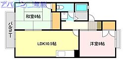 ハイタウン早川C 2LDKの間取図画像