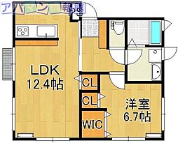 フローラルとやのA 1LDKの間取図画像