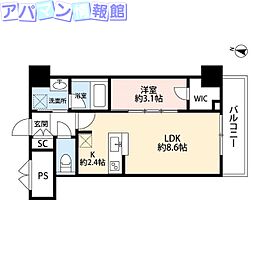 パークソレイユ弐番館 1LDKの間取図画像