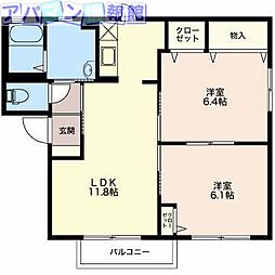ビスタ中央A棟 2LDKの間取図画像