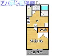 アグリフォーリオ天神 1Kの間取図画像