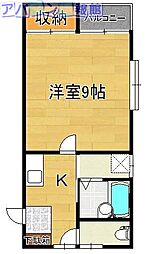 コーポラス米山 1Kの間取図画像