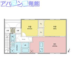 Maison de Rich 上近江 2DKの間取図画像