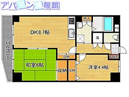 エクセリア駅南 2DKの間取図画像