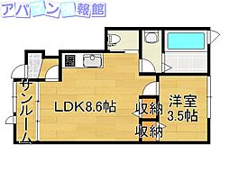 カサ・ブラーノ 1LDKの間取図画像