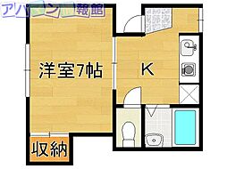 プリムラハウス 1Kの間取図画像