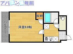 プレーン・コート 1Kの間取図画像