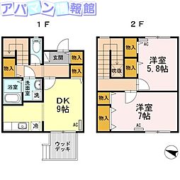 メゾネットみなみC 2LDKの間取図画像