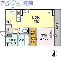 コートテラ 1LDKの間取図画像