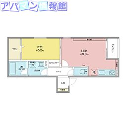 LUNAレジデンス亀田駅前 1LDKの間取図画像