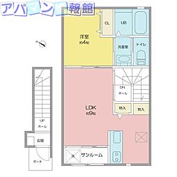 グランシエル2 1LDKの間取図画像