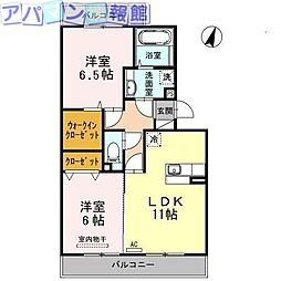 レイクサイドB 2LDKの間取図画像
