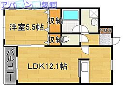 グランフィル紫竹山 1LDKの間取図画像