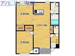 プリムローズ桜ケ丘 2LDKの間取図画像