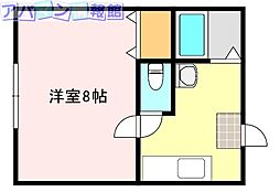ラ・ペジブル 1Kの間取図画像
