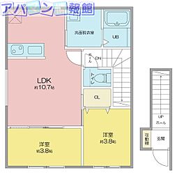 Maison de Rich 川岸町 2DKの間取図画像