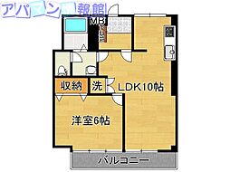 網川原県庁前マンション 1LDKの間取図画像