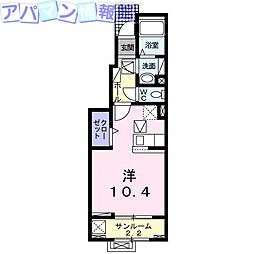 ファシールIV 1階1Kの間取り