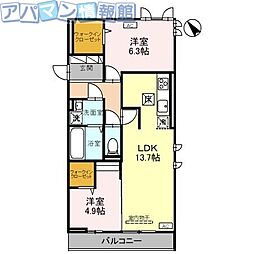 Aoyama New Palace 1階2LDKの間取り