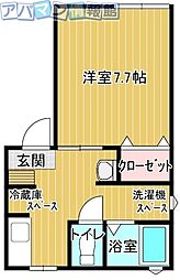 ビラサンタモニカB 1Kの間取図画像
