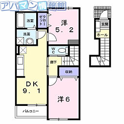 プロムナード 2DKの間取図画像
