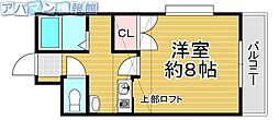 ロイヤル・ステーション・ビレッジA棟 1Kの間取図画像