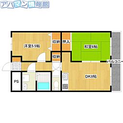 ワルトハイム青山 2DKの間取図画像